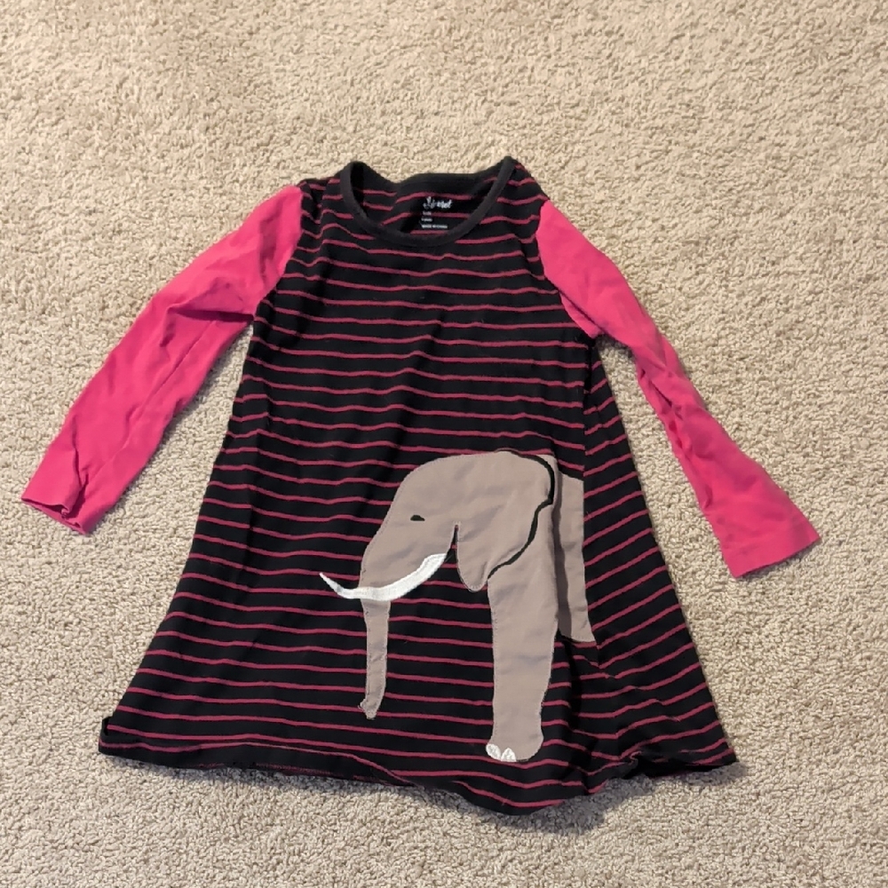 Striped Pink and Black Elephant Dress